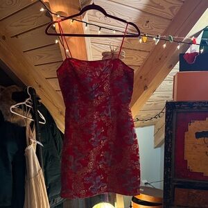 SHEIN Red and Blue Floral Maxi Dress